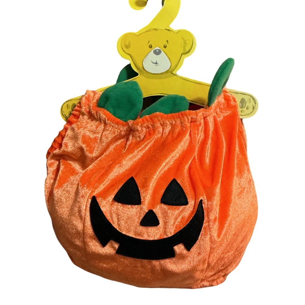 Build-A-Bear Workshop Pumpkin Halloween Costume Orange Velvet Plush Accessory